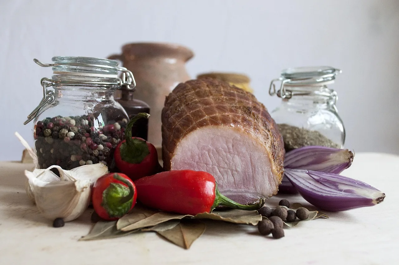 food, jar, still life, no one, meat. Home-canned meat and fresh fish: safety basics for kitchens