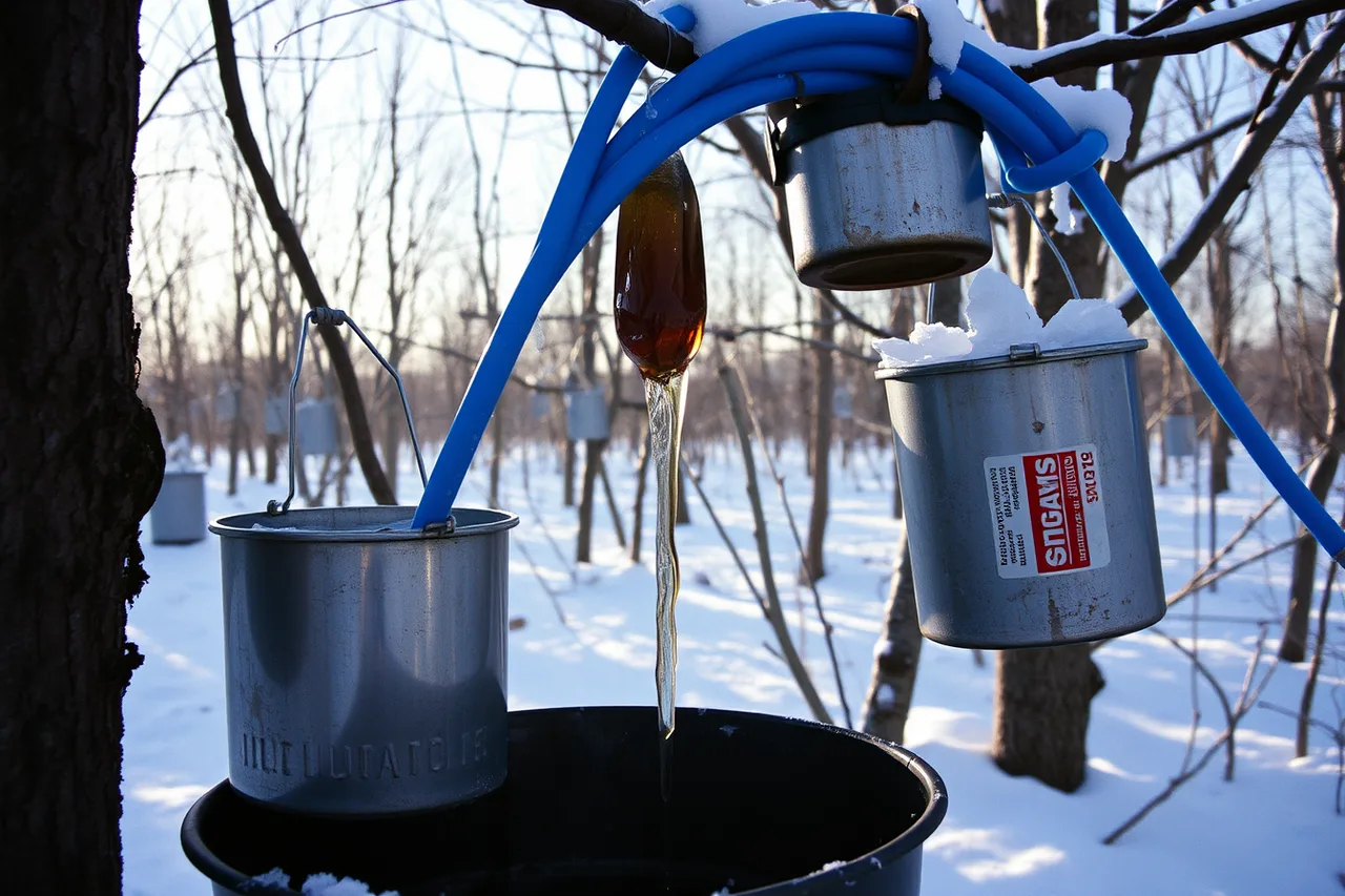 Maple sap buckets and tubing in a snowy Quebec sugar bush (5 things Montreal fermenters learn from Quebec's preserving tradition)