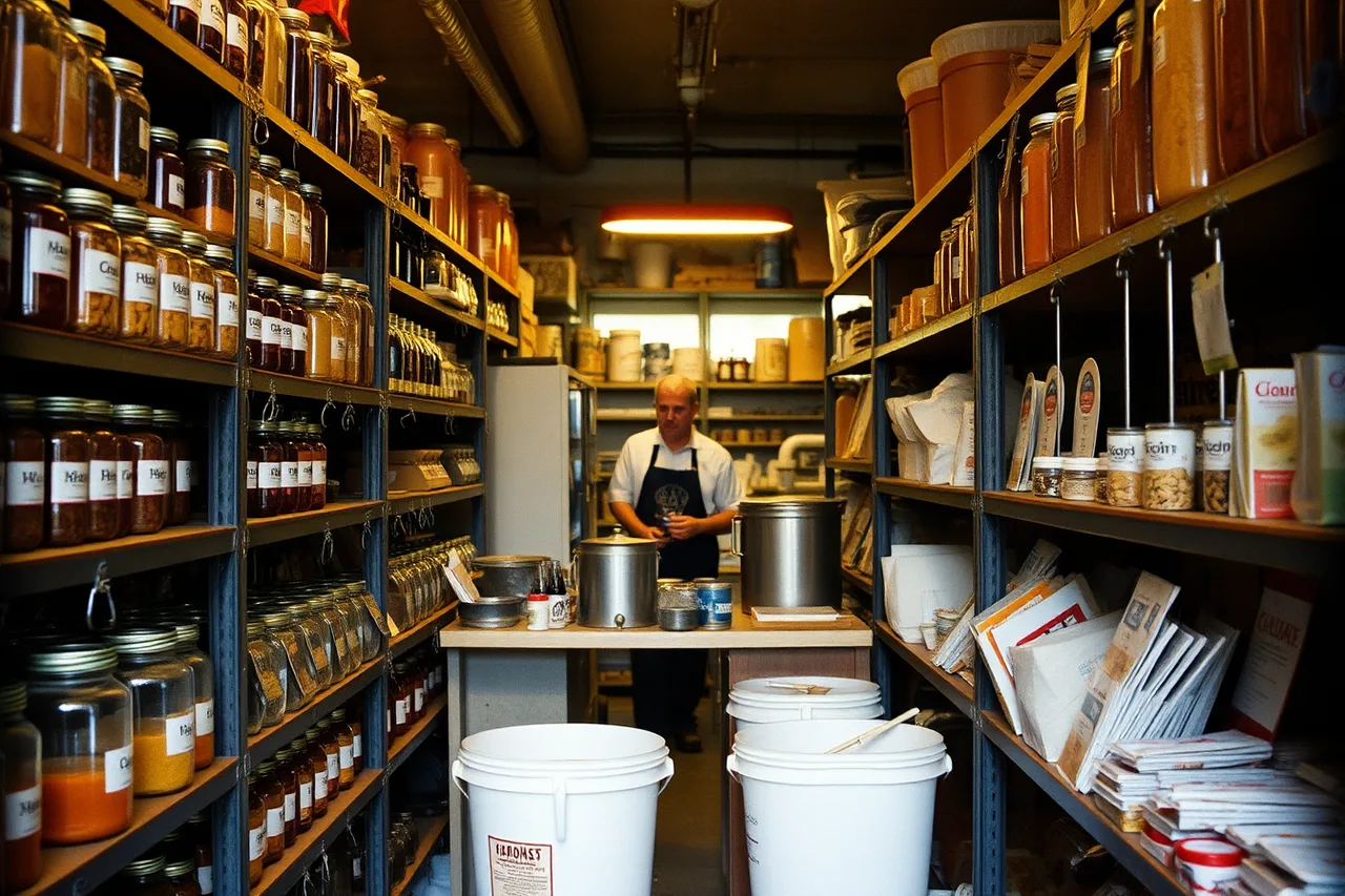 Shelves of airlocks, jars and cultures in a Montreal fermentation shop (5 things Montreal fermenters learn from Quebec's preserving tradition)